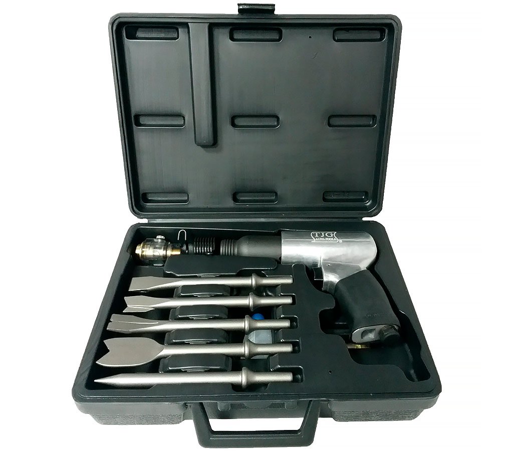 TJG Пневмонабор инструмента: молоток, комплект насадок (H2784)